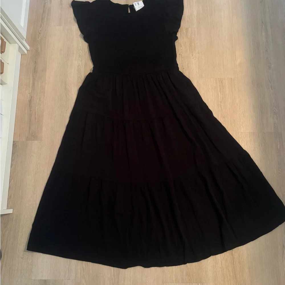 Merokeety Black Flutter Sleeve Dress - Picture 4 of 4